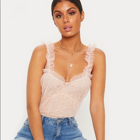 PrettyLittleThing Pink Ruffle Bodysuit - Picture 3 of 13